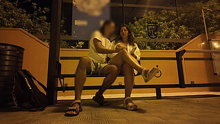 Stranger Seduced a Milf at a Bus Stop. Fucking on the street with someone else's wife