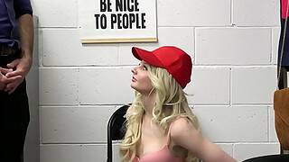 Cute MAGA whore caught shoplifting and now she gets rough fucked in her red baseball cap