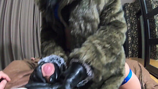 Preview- MilfyCalla- Deep blow-job and cum play while wearing a hot green fur-coat , leather gloves and long boots 213