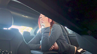 Italian Big Tits MIlf Artemisia Love Showing her big horny tits while smoking in the car , ponytal long hair fetish