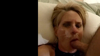 Massive cum facial! Mature Cumslut Beth gets a blinding cum facial, swallows his cum and then sucks his shaft dry #cumslutbeth