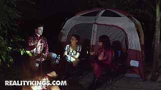 REALITY KINGS - Roxie Sinner & Sarah Arabic Share Scary Stories By The Campfire Then Move Into The Tent To Have A threeway