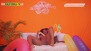 The Brunette Got Her Pussy Wet With Lust In The Hot Orange Room