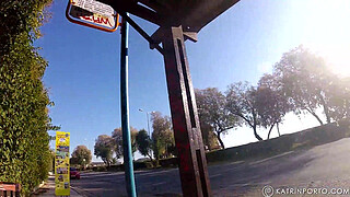 BBW with hairy bush and big butt nude in public