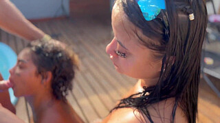 Pool party with my wife and her young stepdaughter