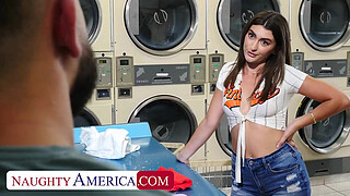 Bubble Booty Brunette Mae Milano Gets Fucked In The Laundromat By Friend's Brother - The Ass