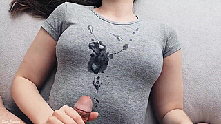 Hot Cumshot On My New Gray T-shirt!