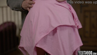 Mature MILF lured in for a 3some with her new teen stepdaughter