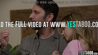 Mature MILF lured in for a 3some with her new teen stepdaughter