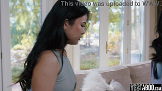 Tiny Asian teen tries out some BDSM action with bestie and her bf