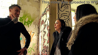 Two German best Babe Friends Julia Parker and Maria Gail talk to risky no Condom FFM threesome Sex at Lost Place