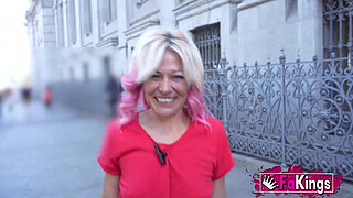 Sandra V kisses men and women in the street looking for her ultimate stud!
