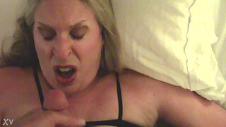 Nasty mature slut Beth gets a ROUGH face fucking and has an orgasm as he unloads a stream of spunk in her eyes and mouth - then she sucks him dry like a fucking bitch! #cumslutbeth