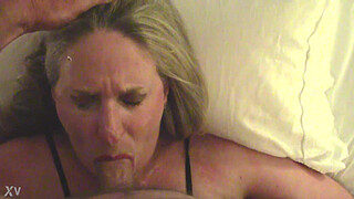 Nasty mature slut Beth gets a ROUGH face fucking and has an orgasm as he unloads a stream of spunk in her eyes and mouth - then she sucks him dry like a fucking bitch! #cumslutbeth