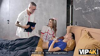 VIP4K. Naughty nurse is fucking her patient during the emergency call