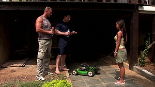 Petite Asian doll Jade Sin gets double penetrated by two American BWC