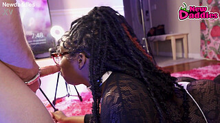 Black & Ebony Throat Fucking Day 6/28 ~ 20 year old Ebony bitch inhales White Daddy