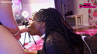 Black & Ebony Throat Fucking Day 6/28 ~ 20 year old Ebony bitch inhales White Daddy