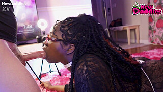Black & Ebony Throat Fucking Day 6/28 ~ 20 year old Ebony bitch inhales White Daddy