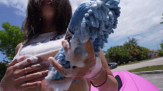 Insane Public Carwash Blowjob by Sherri Moon & Almost Getting Caught