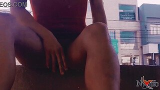 Bitch showing off in public square