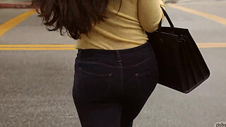 Angela White Frolicking Braless in Public