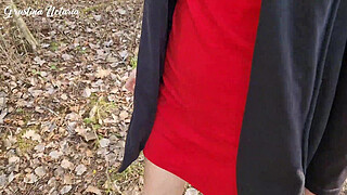 Shy Russian babe gave me slobbery blowjob on a first date in the wood!