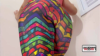 Fucking a big arse student at the gym! Riding a bike with a thong panties stuck in her arse