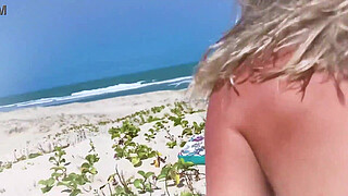 Anal insemination on a public beach