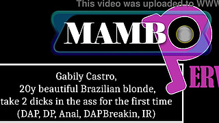 Gabily Castro, 20y beautiful Brazilian blonde, take 2 dicks in the booty for the first time (DAP, DP, Anal, DAPBreakin, BBC, IR) OB469