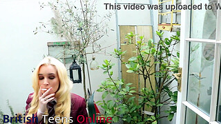 British Blonde Student Smoking JOI