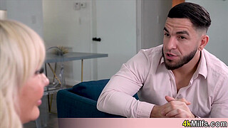 Our cute Russian teen sitter versus stepmom Lets see who will have an orgasm first