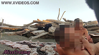 Public flashing in nude beach sucking and Cumshot of Big Penis in Front of Everyone - MissCreamy