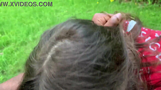 Lesbian best friend sucks shaft on the park bench