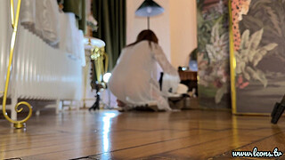 Hot petite tight shaved pussy cheerleader comes for a fashion photo shoot turns out it was a porn casting