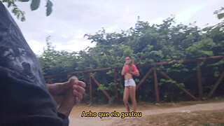 Handjob for a bitch who was passing by in public!