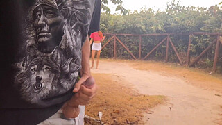 Handjob for a bitch who was passing by in public!