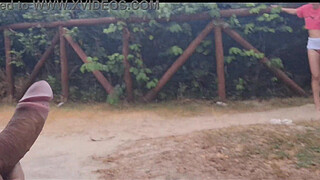 Handjob for a bitch who was passing by in public!