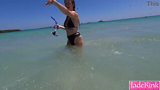 Adventurous sex in almost empty beach - Pervert couple