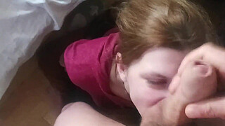 Submissive Wife Deepthroats Big Cock and receives Cum in her Mouth