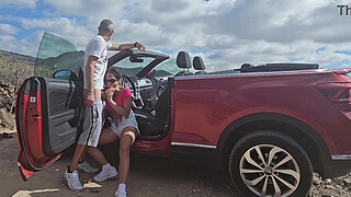 Big titted chick gets fucked in my Cabriolet. Full video on my Red page.