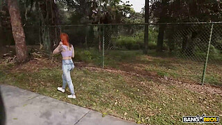 BANGBROS - Sawyer Kelly Gets Her Shaved Tight Pussy Stretched By A Huge Shaft In The Bang Bus