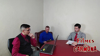 company celebrates the year's profits with an orgy among employees