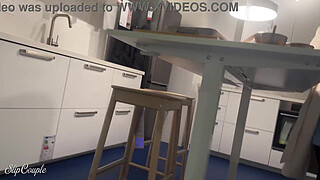 Cute Chick has fun in the whole furniture store - risky public handjob and fuck !