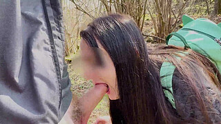 Lara seduces a stranger in the woods and takes him in her mouth 2
