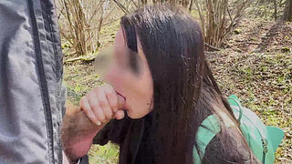 Lara seduces a stranger in the woods and takes him in her mouth 2