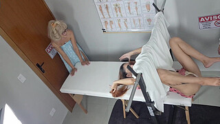 Stepmom takes stepdaughter to the naughty gynecologist!