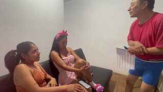 Daddy it hurts us, please don't punish us anymore, REAL AMATEUR HOMEMADE 3WAY