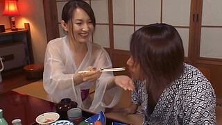 Hitomi Hayama is spread open and licked in her see through kimono