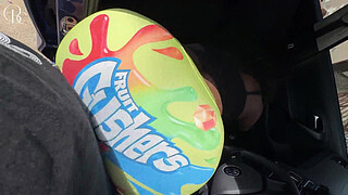 Big Arse Ebony Gets Fucked Through a Hole in Her Tight Shorts on Her Way to the Car Wash